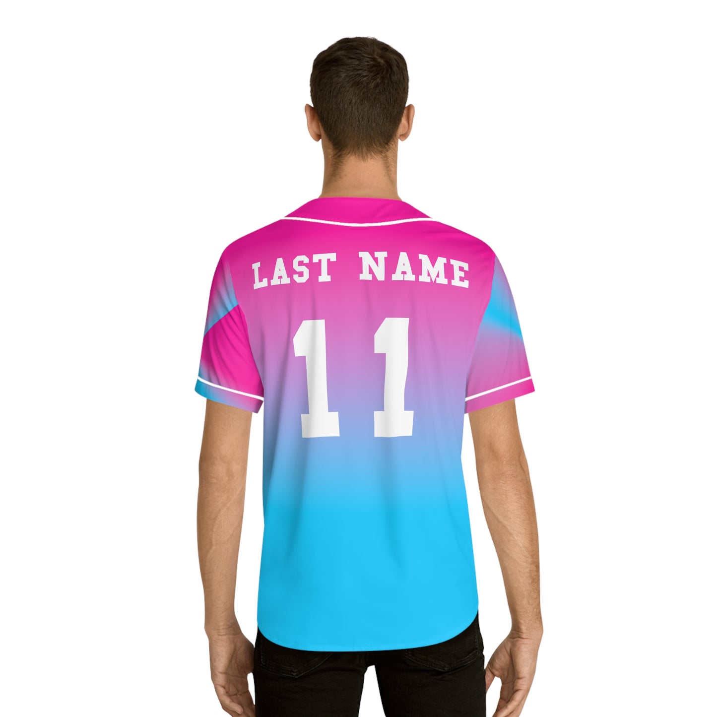 Lumberjacks Pink & Blue Gradient Baseball Jersey — Custom Last Name & Number