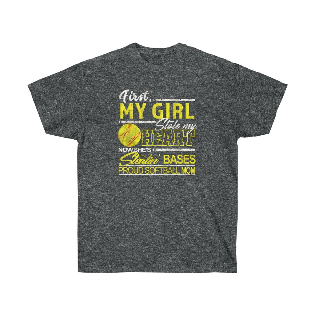 Stealing bases Proud softball MOM Ultra Cotton Tee- front only
