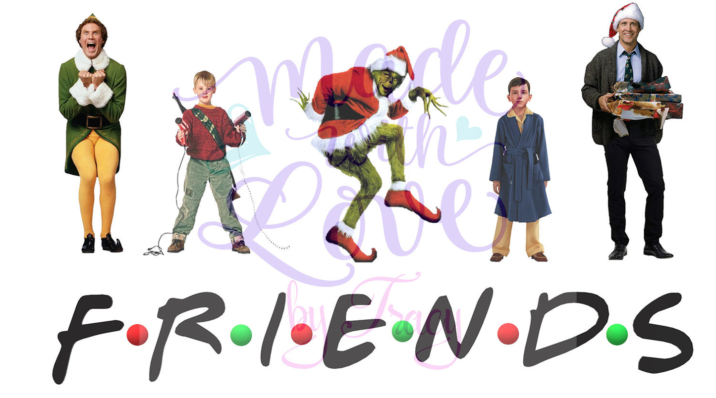 Christmas Movie "Friends" - Clark Griswold, Buddy the Elf, The boy from Polar Express , the Grinch, Kevin sublimation, waterslide, etc.
