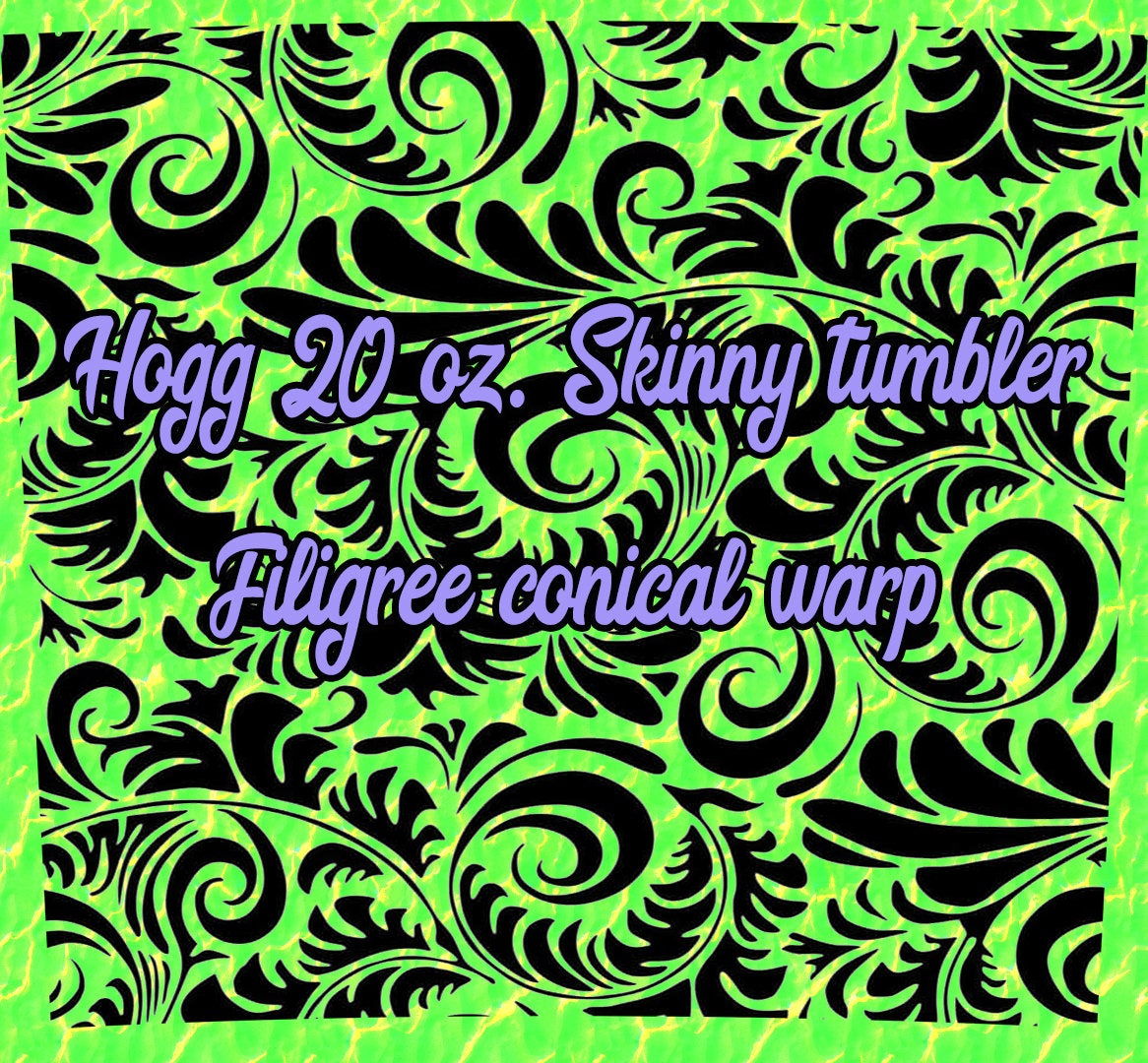 Filigree Floral Hogg 20 oz. skinny Tumbler template - conical wrap, waterslide, digital PNG
