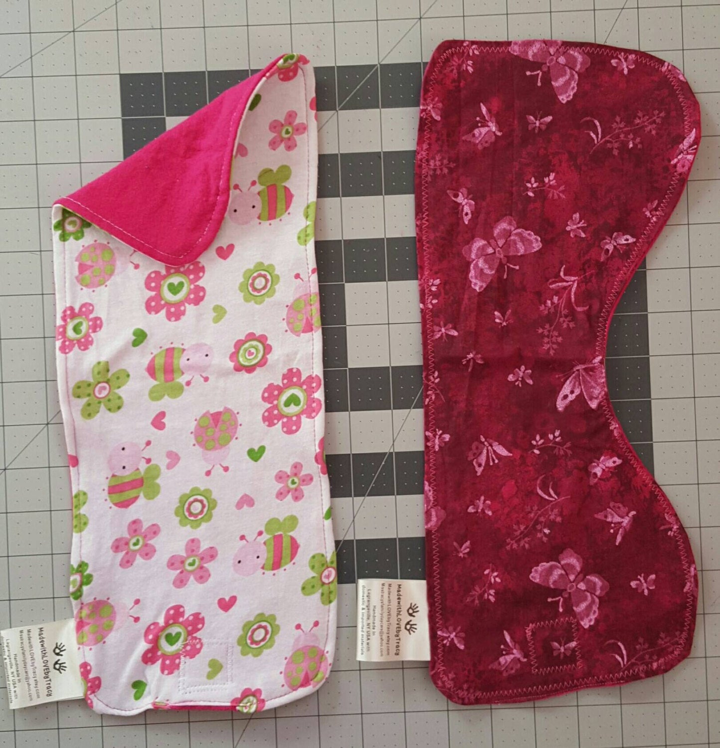 Custom handmade burp cloths - various sizes - absorbent or waterproof available