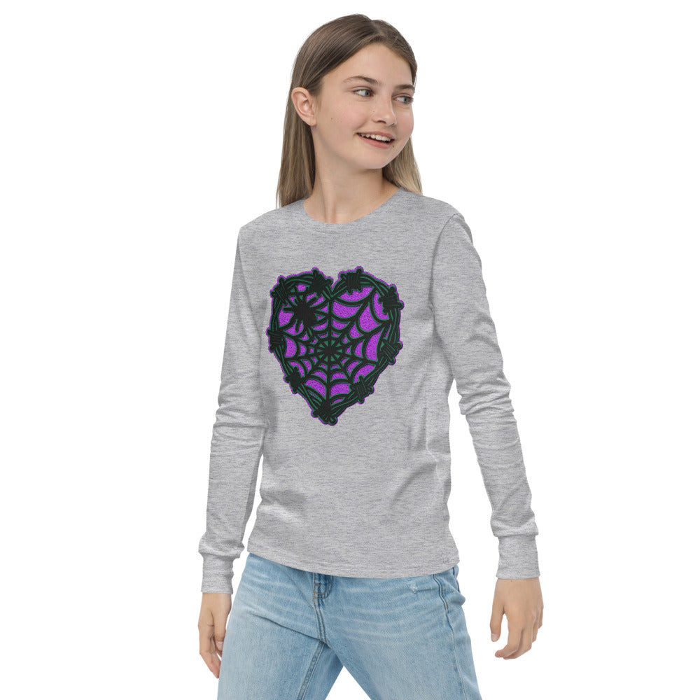Halloween Spider web youth long sleeve tee