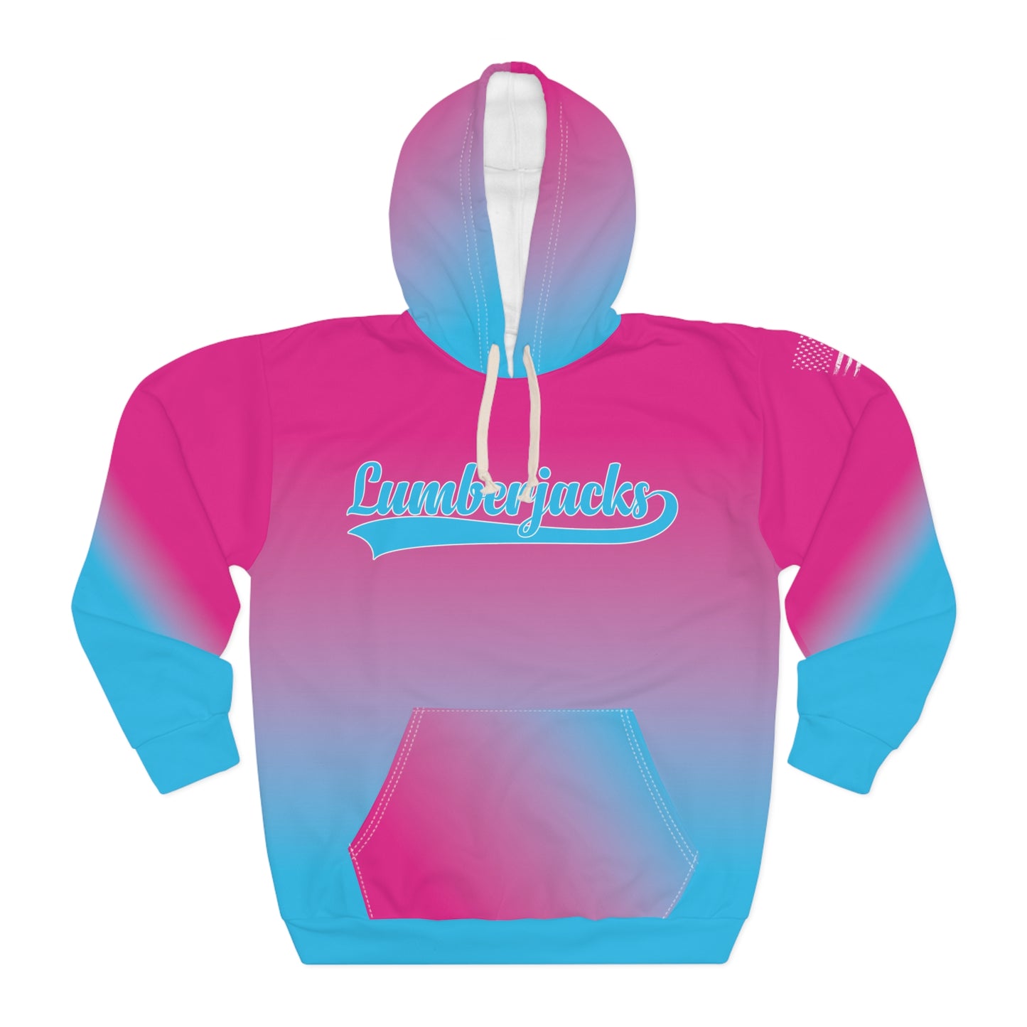 Lumberjacks Ombre Hoodie — Pink-to-Blue Team Pullover with Custom Name & Number