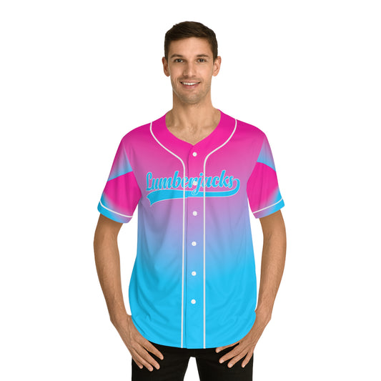 Lumberjacks Pink & Blue Gradient Baseball Jersey — Custom Last Name & Number