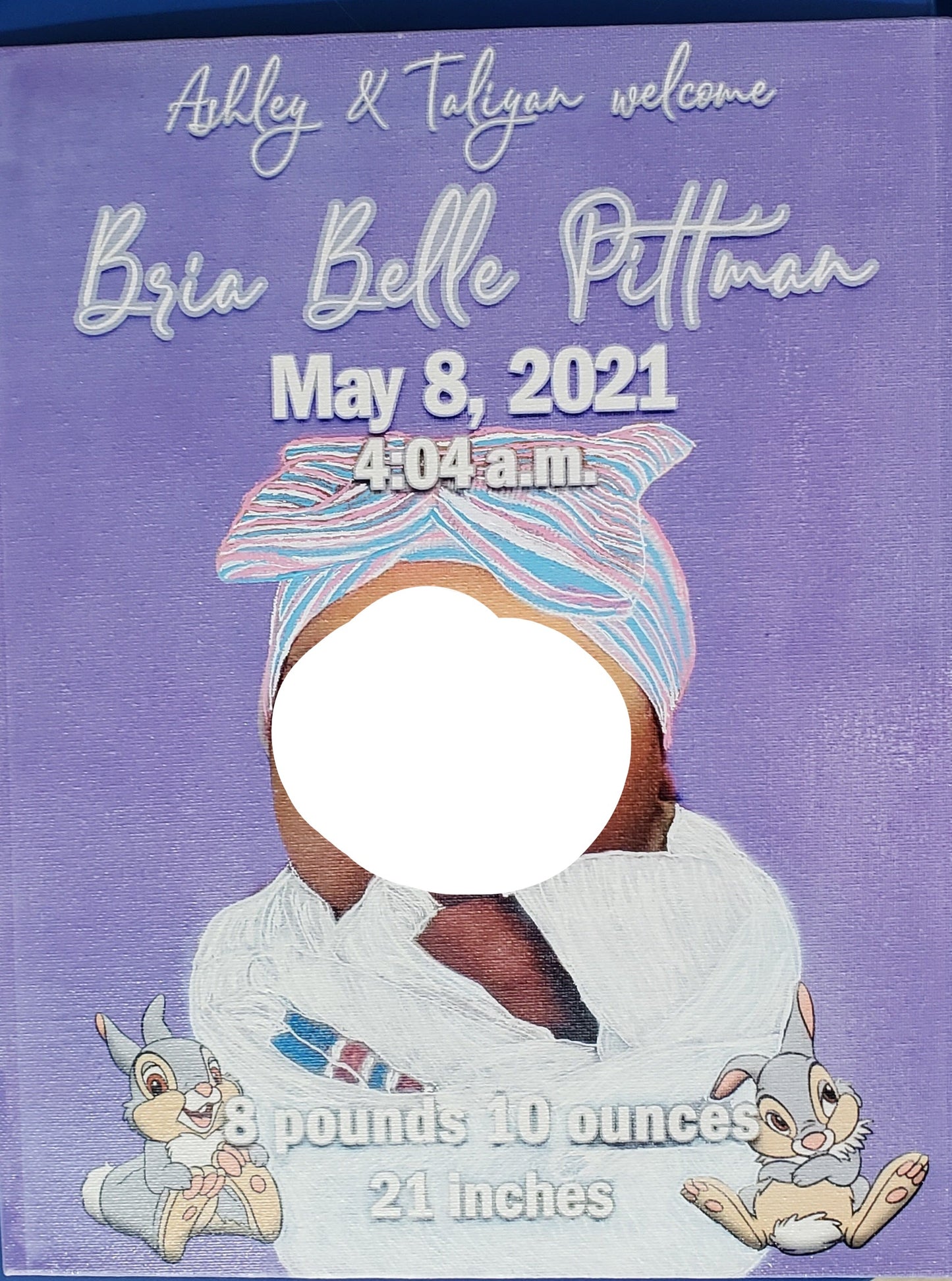 Custom Canvas Birth Stat Announcement