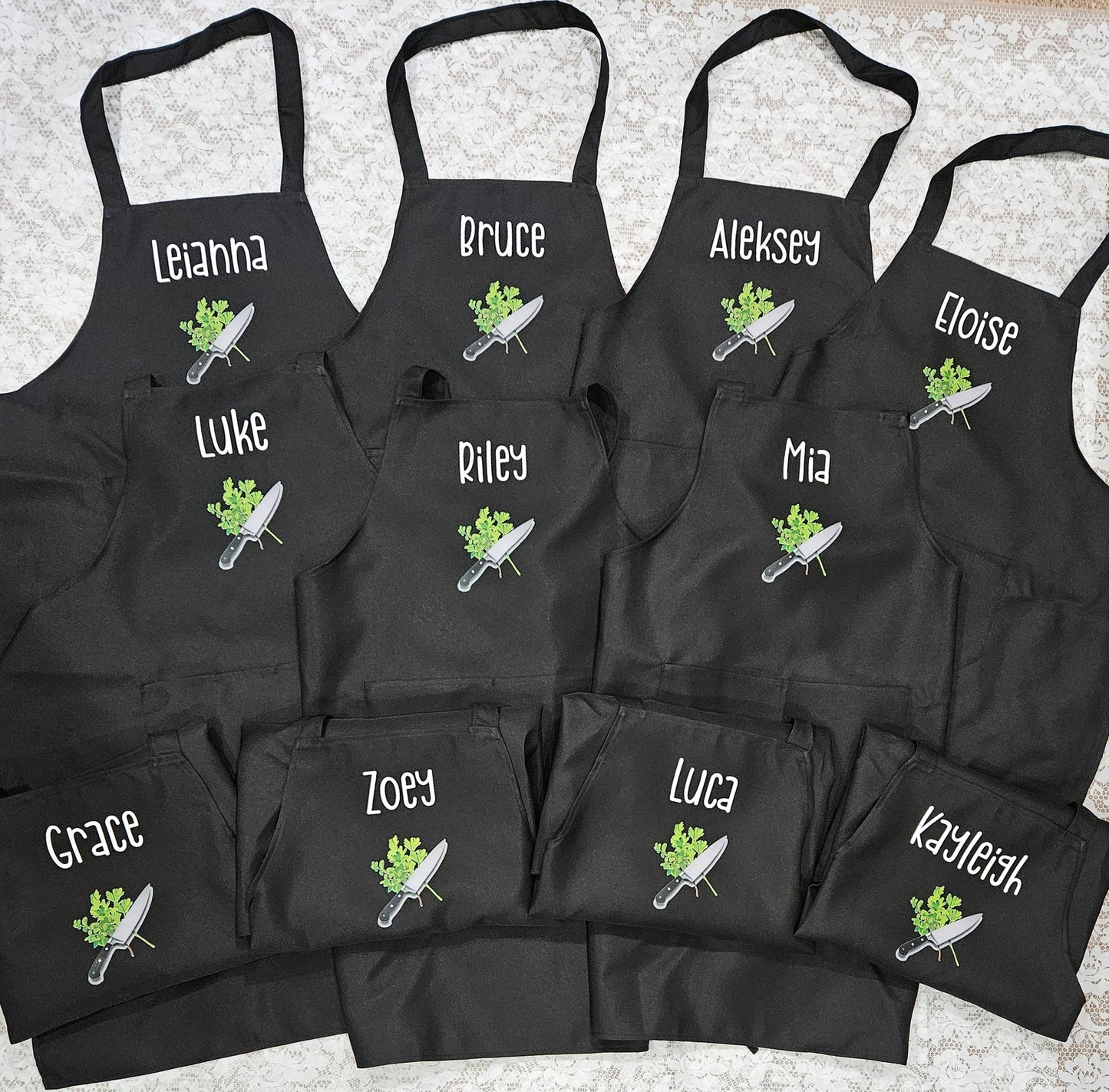 Custom logo or personalized design for aprons