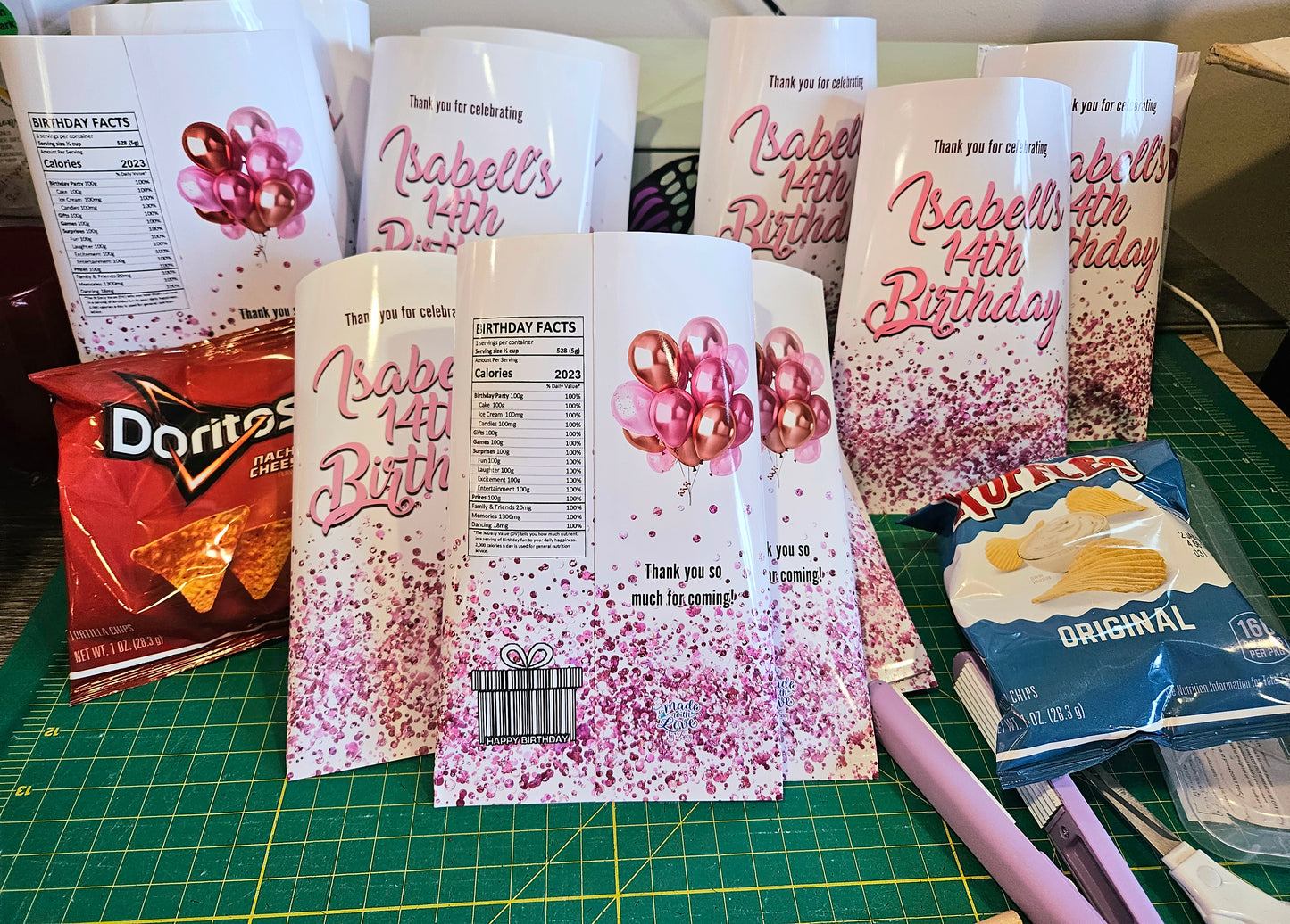 Custom Chip or snack bag - Party favors  (filled)