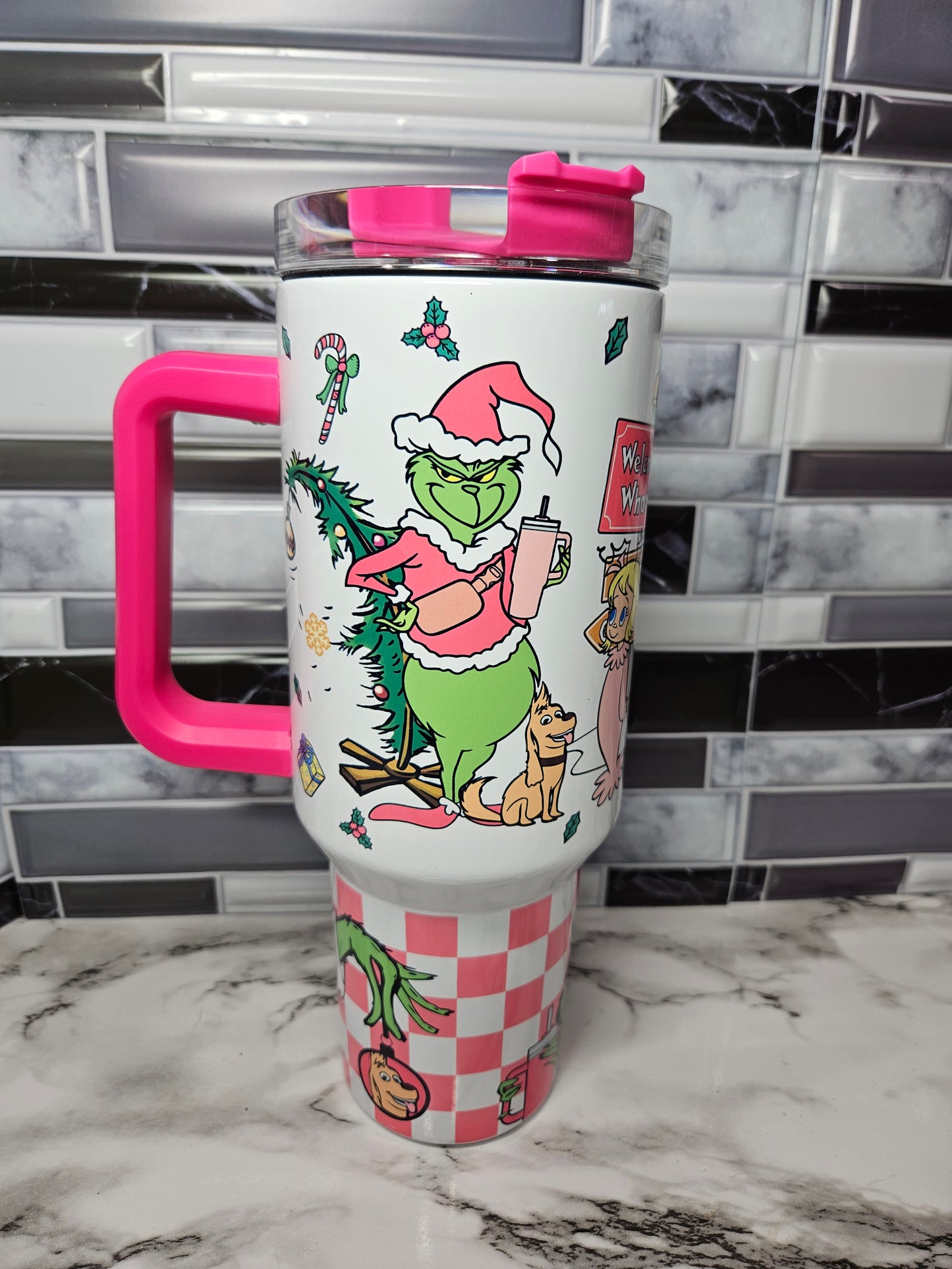 Custom 40 ounce with handle Sublimation Tumbler