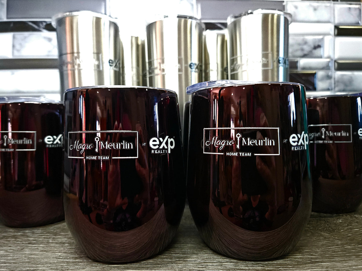 Custom Drinkware applied decals- Magro Meurlin EXP logo