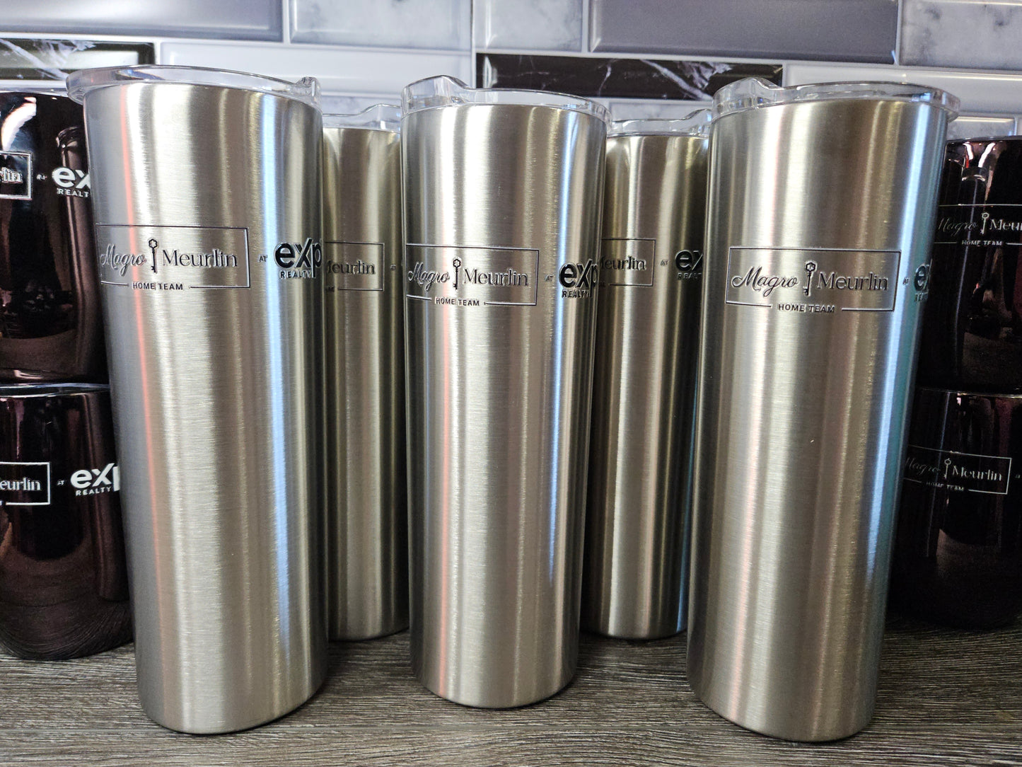 Custom Drinkware applied decals- Magro Meurlin EXP logo