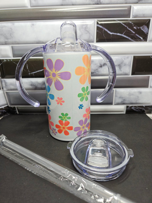 Spring Flowers - 12 oz. Stainless convertible tumbler - 2 lids in one!