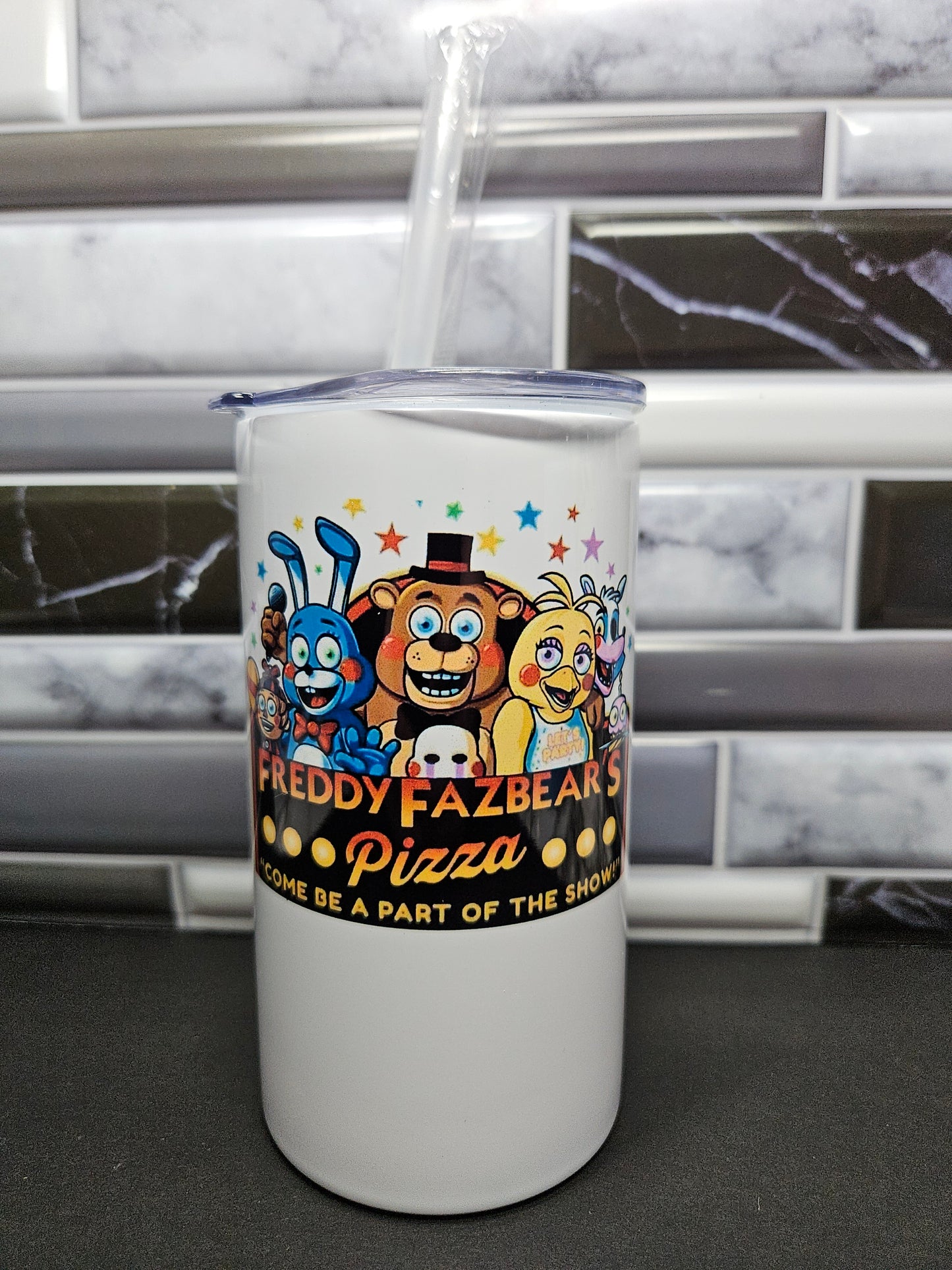 Five Nights at Freddy's - 12 oz. Stainless convertible tumbler - 2 lids in one!