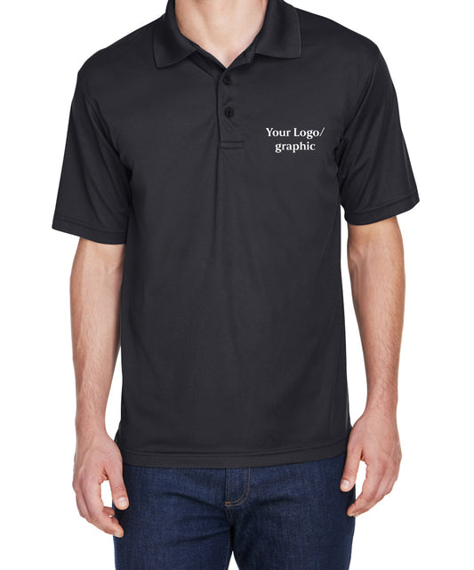 Custom branded (Black) Moisture wicking polo - FRONT ONLY