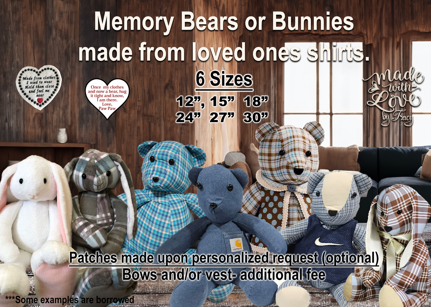 Handmade Memory Bear or Bunny (6 Sizes)