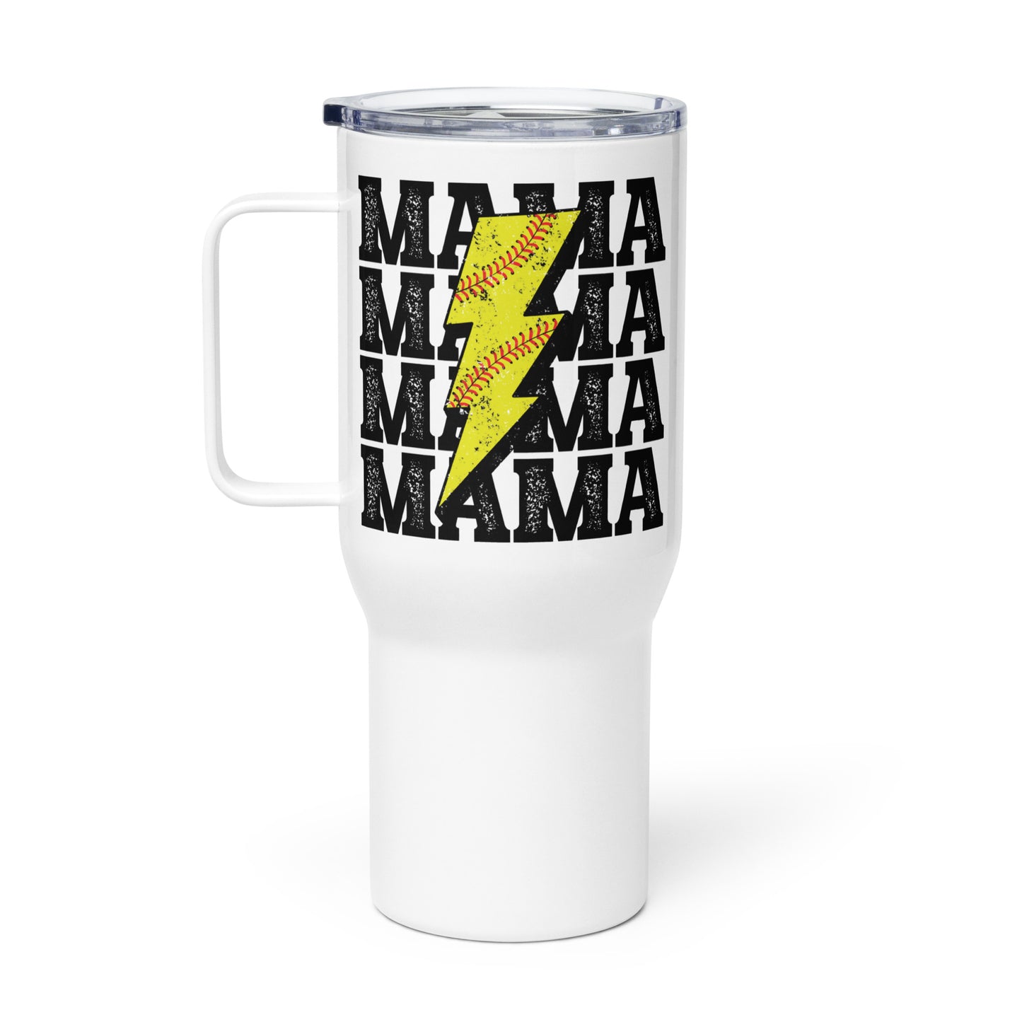 Lightning Softball Mama Travel mug with a handle