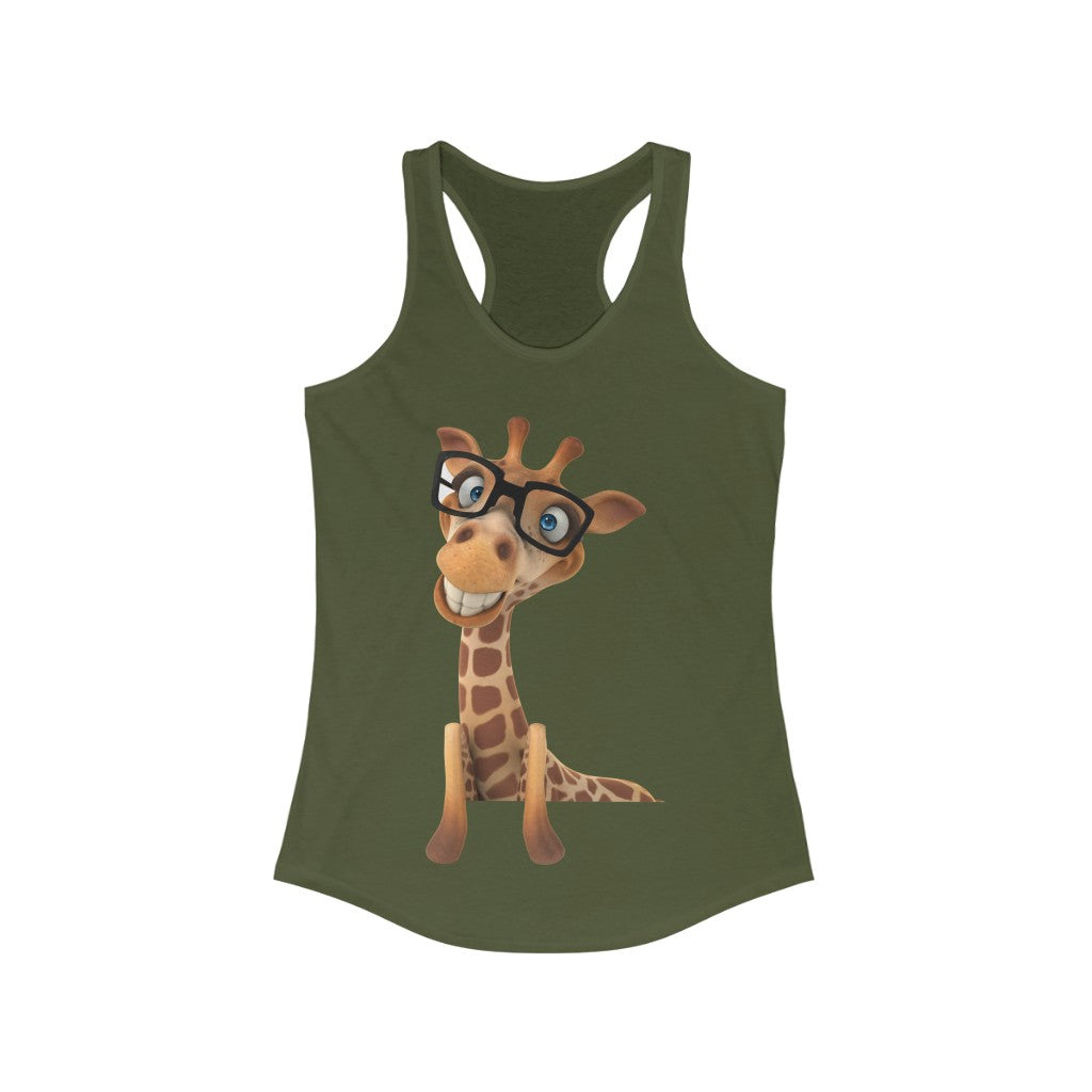 Silly giraffe with glasses Women's Racerback Tank