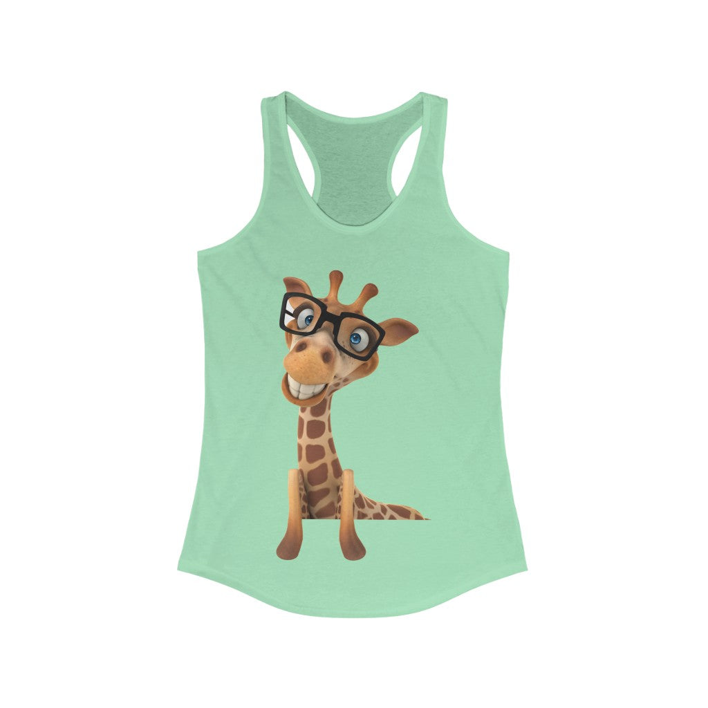 Silly giraffe with glasses Women's Racerback Tank