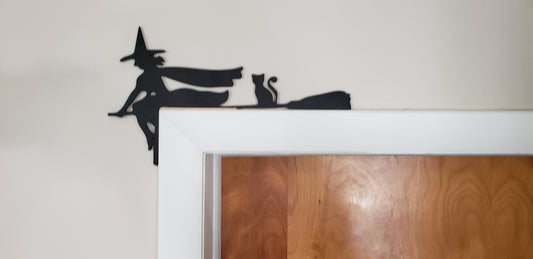 Wooden Halloween witches - corner over door decor