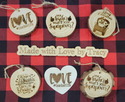 Wooden Engraved Ornaments