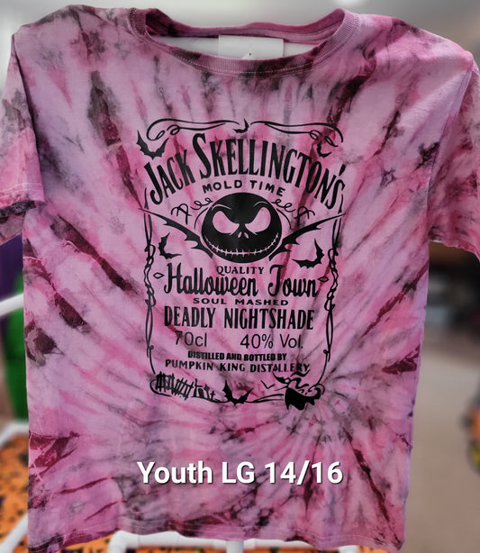 Hand Tie Dyed Jack Skellington Youth Large 14/16 tshirt