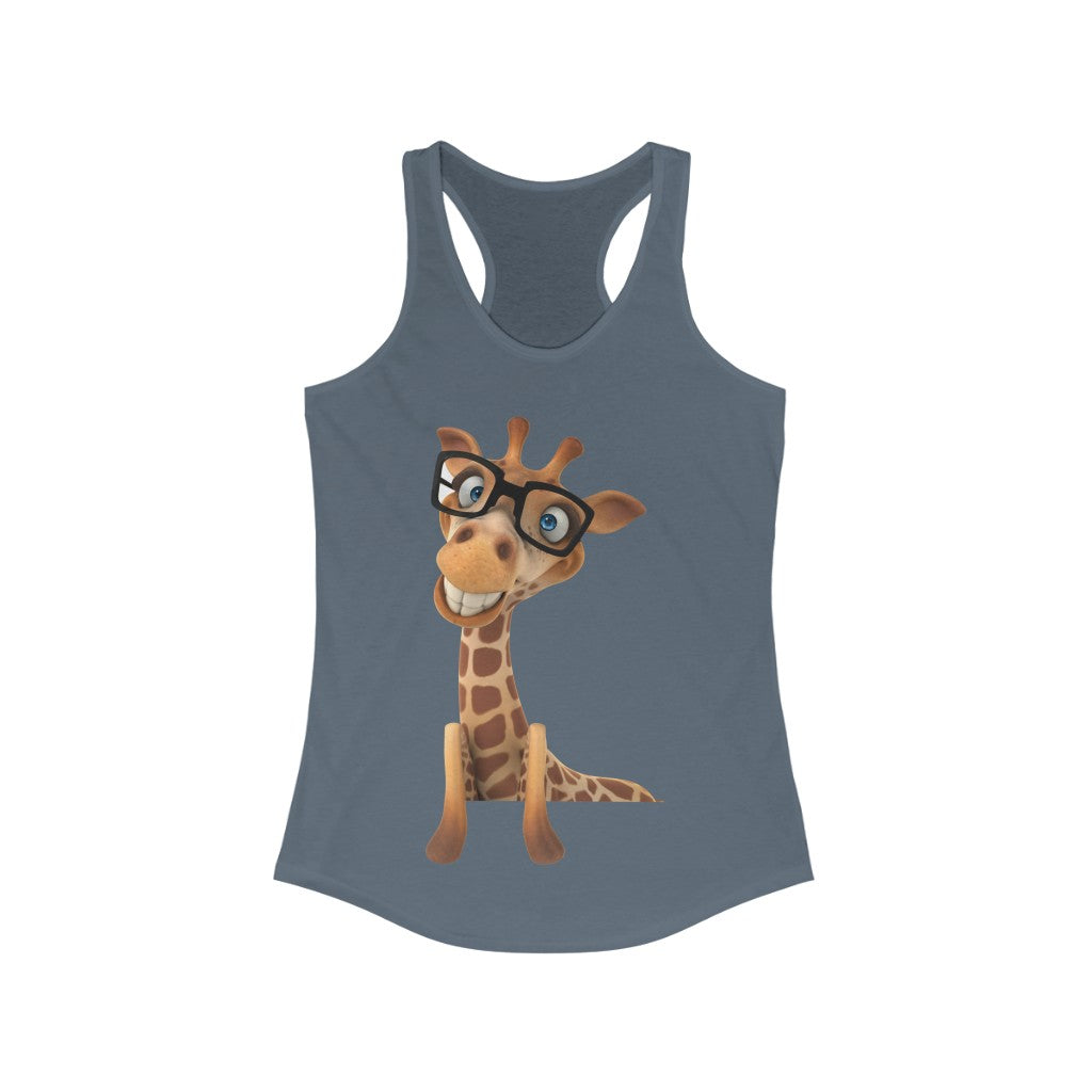 Silly giraffe with glasses Women's Racerback Tank