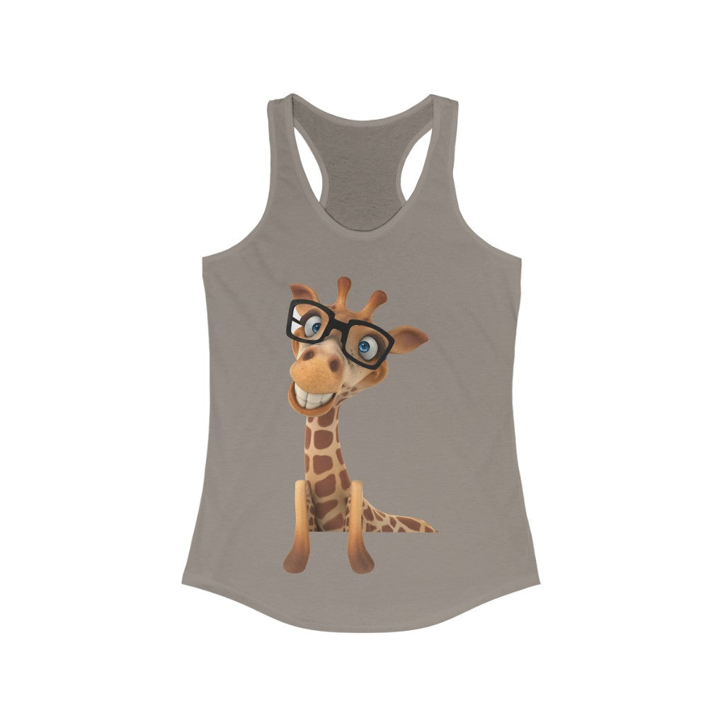 Silly giraffe with glasses Women's Racerback Tank