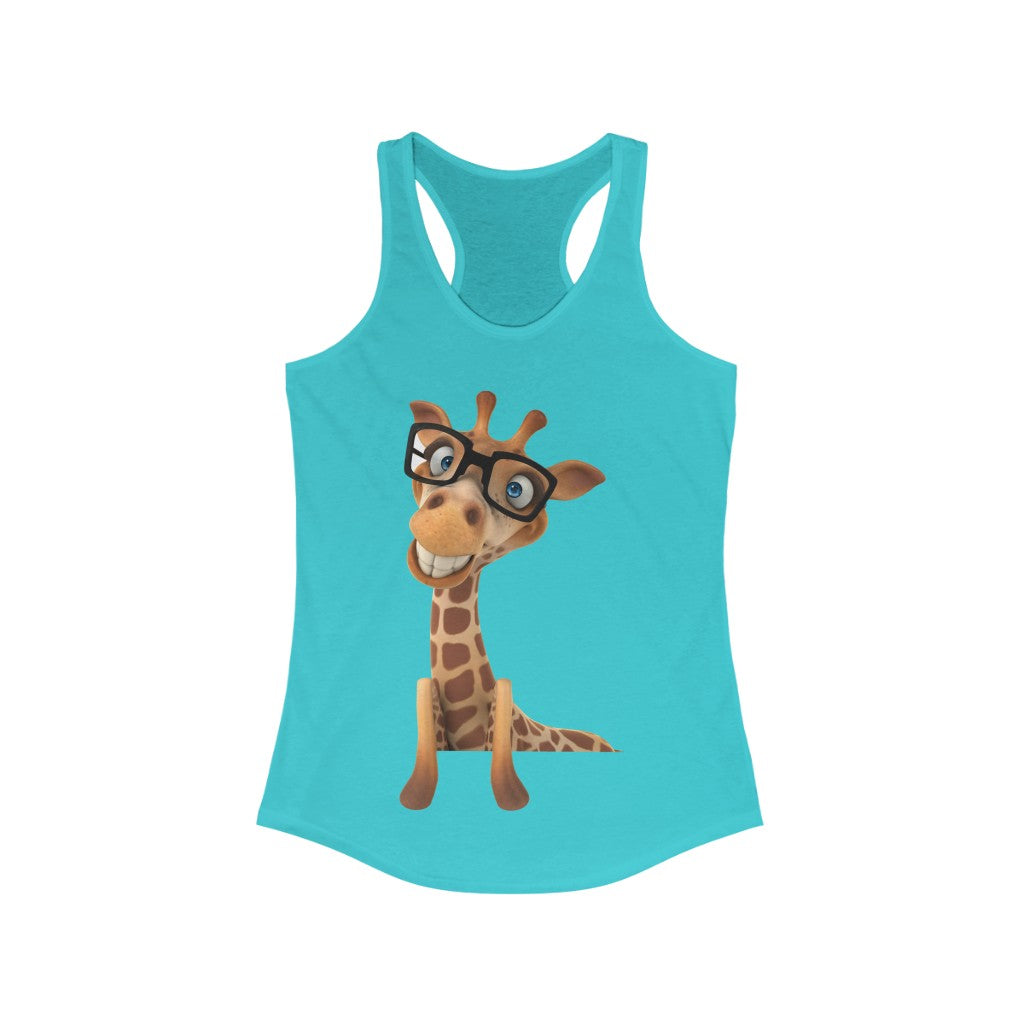 Silly giraffe with glasses Women's Racerback Tank