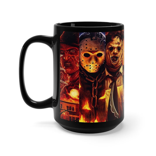 Horror Halloween mug Freddy, Jason, Michael, Black Mug 15oz