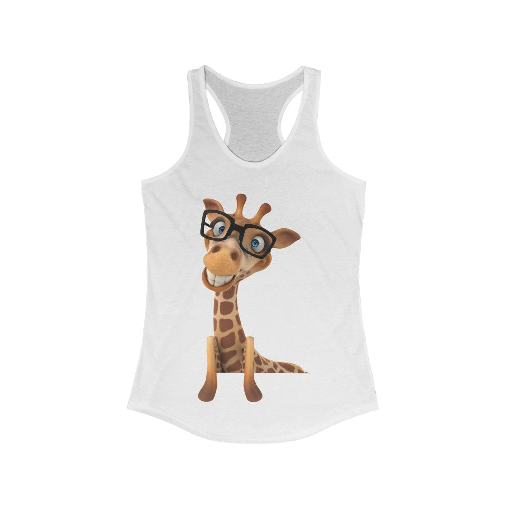 Silly giraffe with glasses Women's Racerback Tank