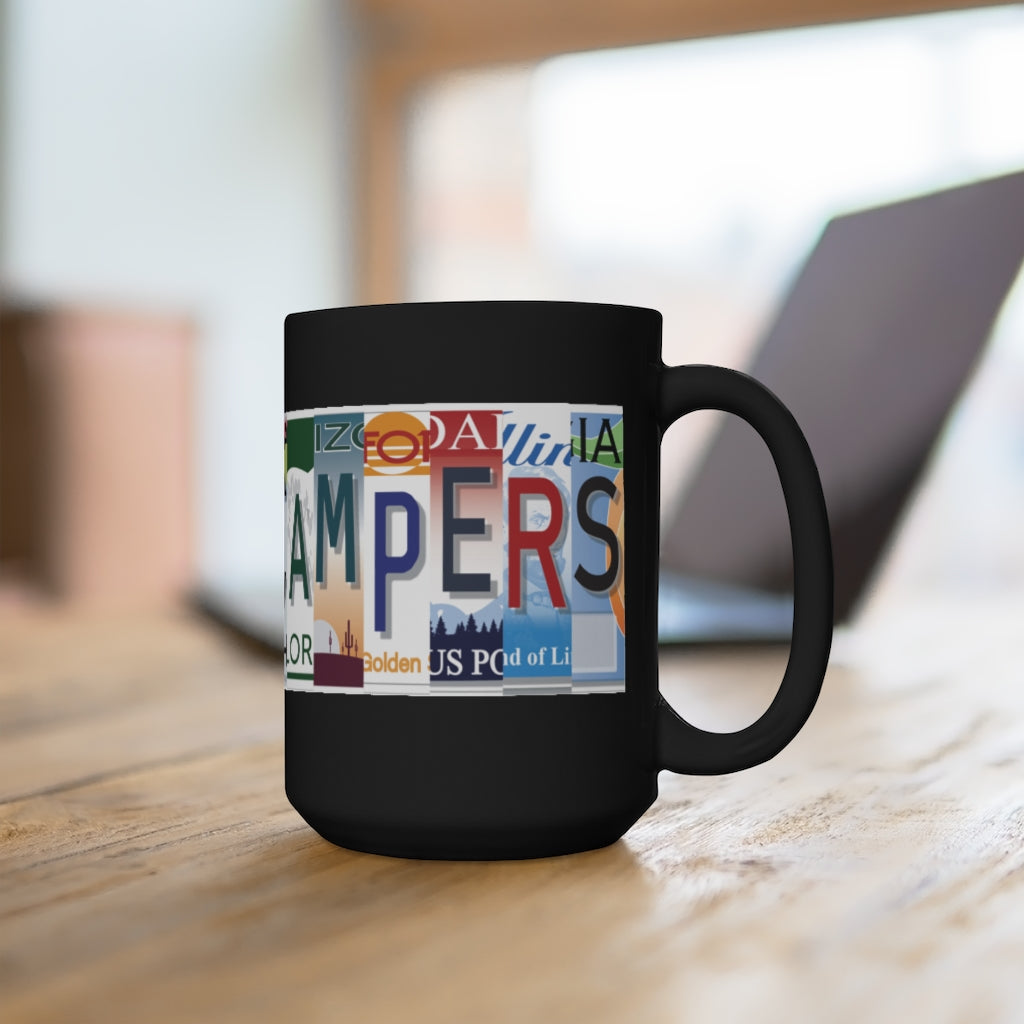 Happy Campers Black Mug 15oz