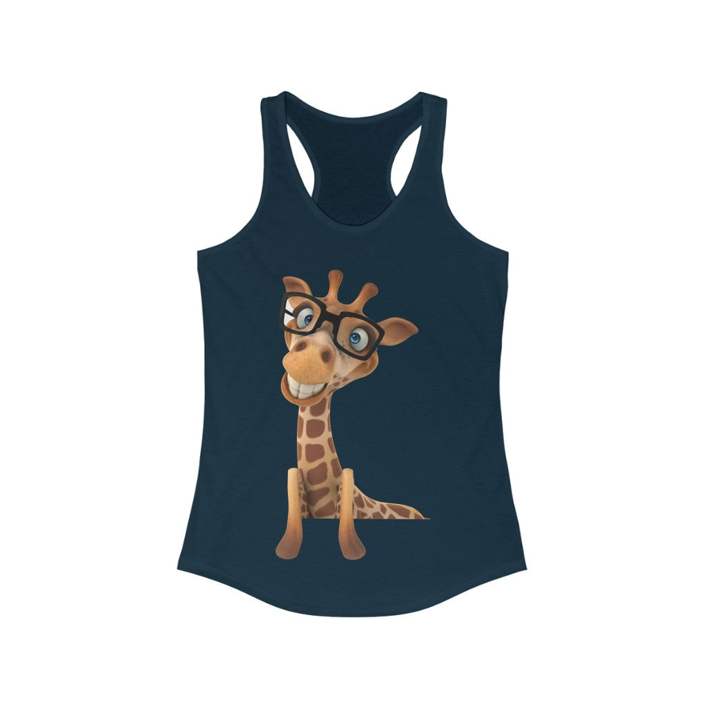 Silly giraffe with glasses Women's Racerback Tank