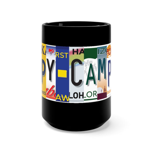 Happy Campers Black Mug 15oz