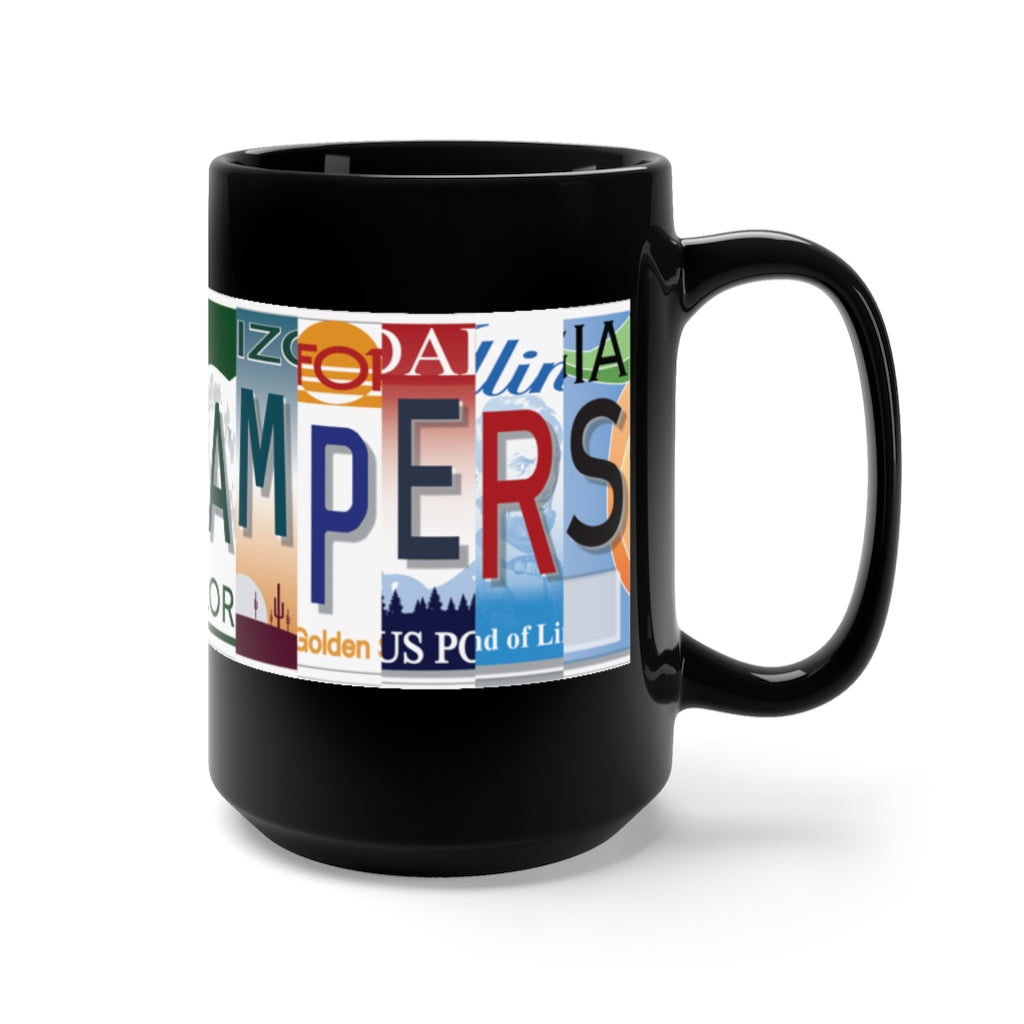 Happy Campers Black Mug 15oz