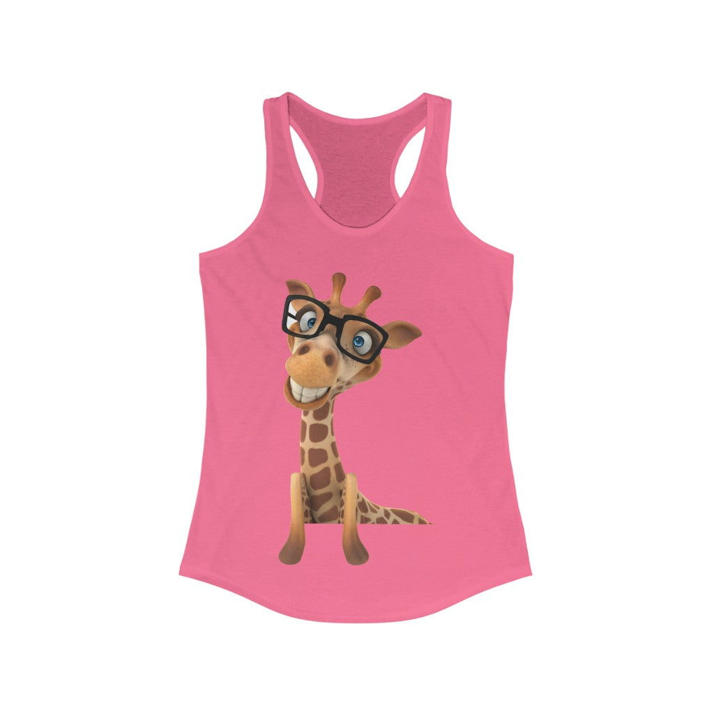 Silly giraffe with glasses Women's Racerback Tank