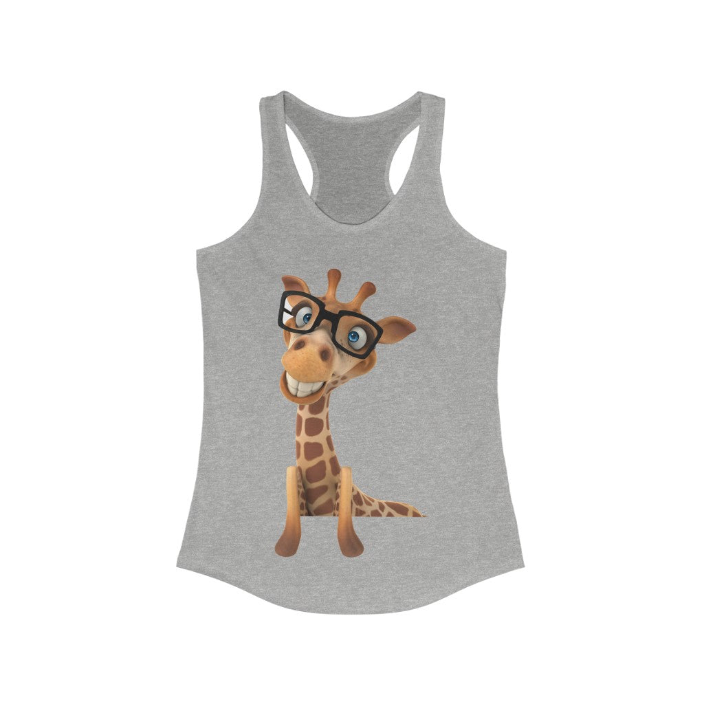 Silly giraffe with glasses Women's Racerback Tank