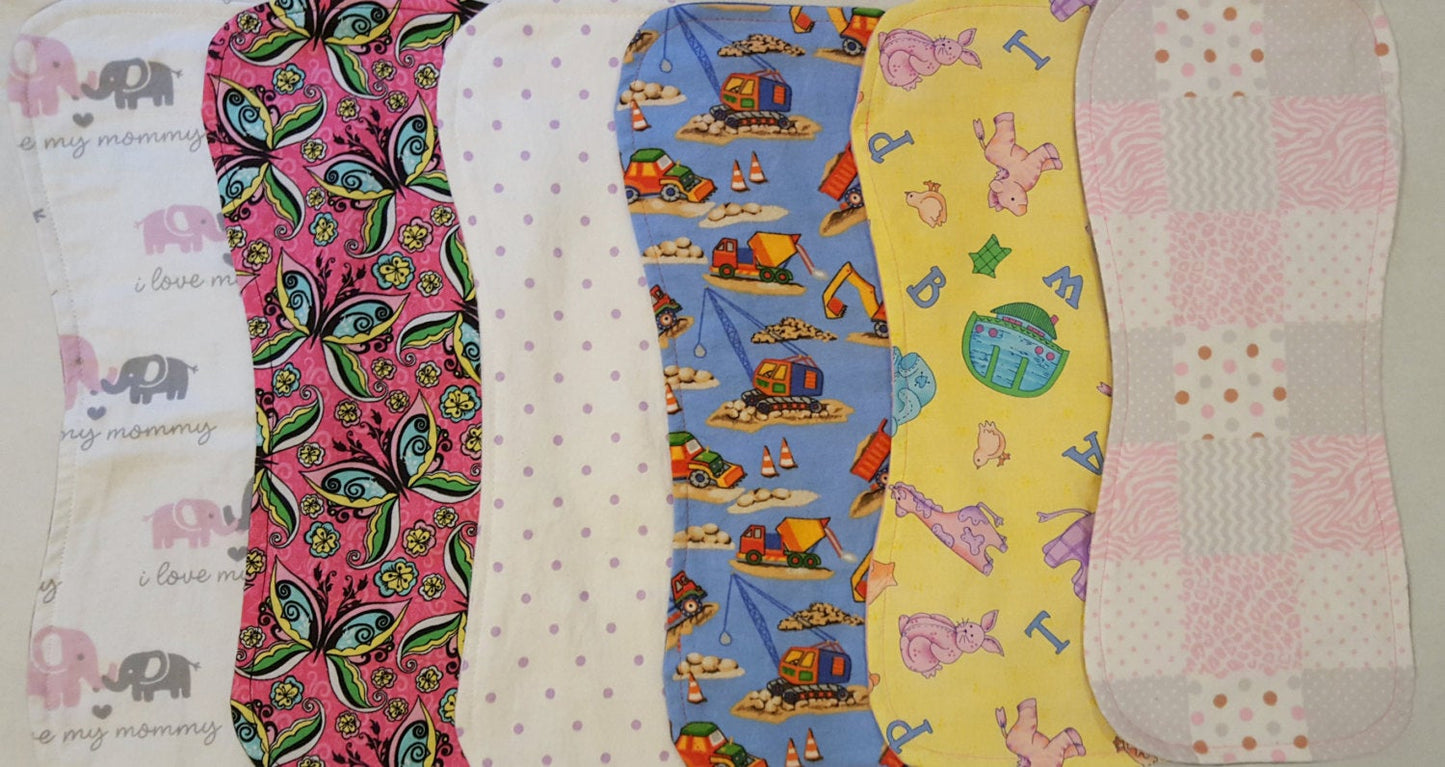 Custom handmade burp cloths - various sizes - absorbent  or waterproof available