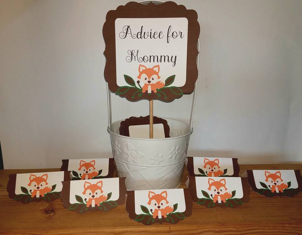 Custom theme baby shower "Mommy advice" cards with sign