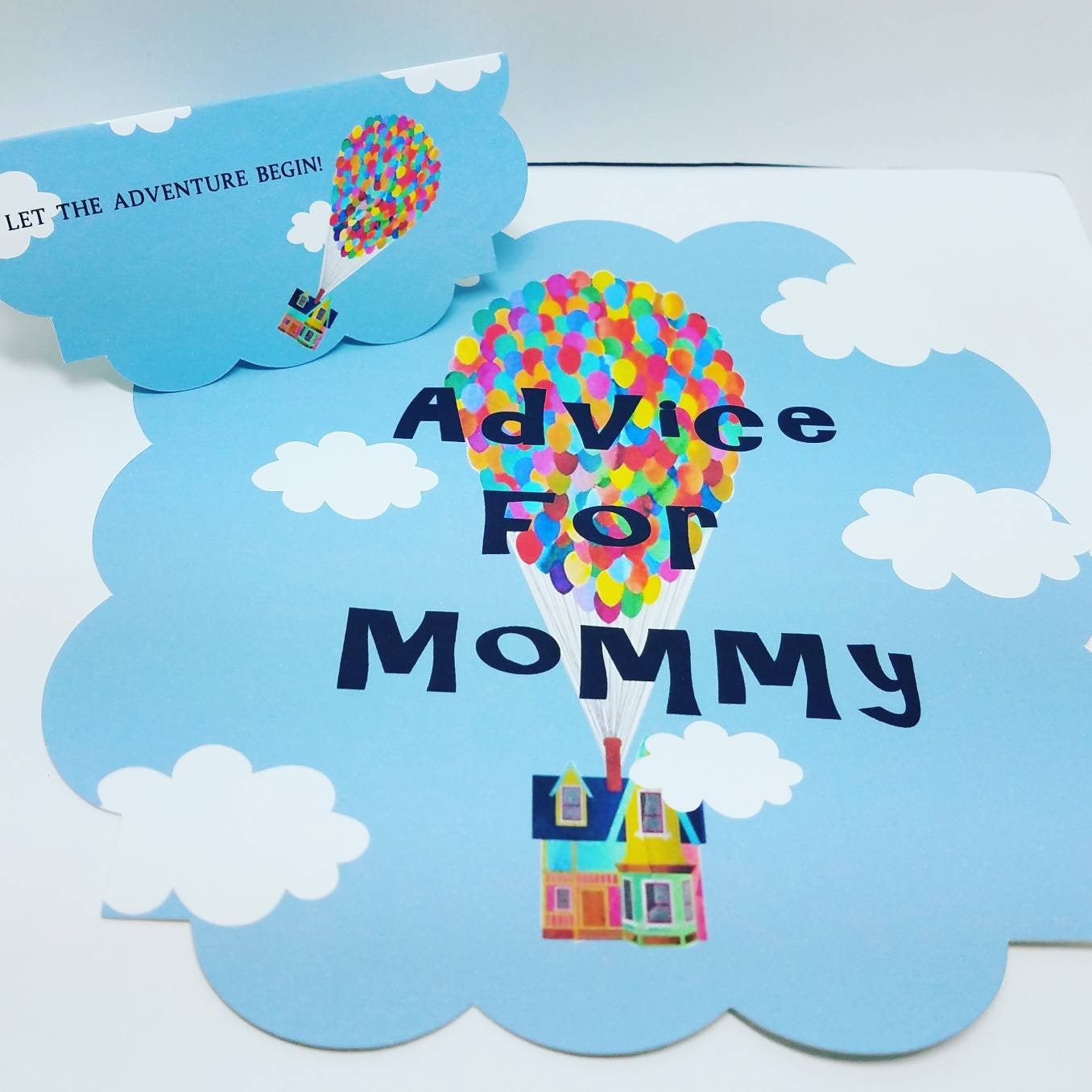 Custom theme baby shower "Mommy advice" cards with sign