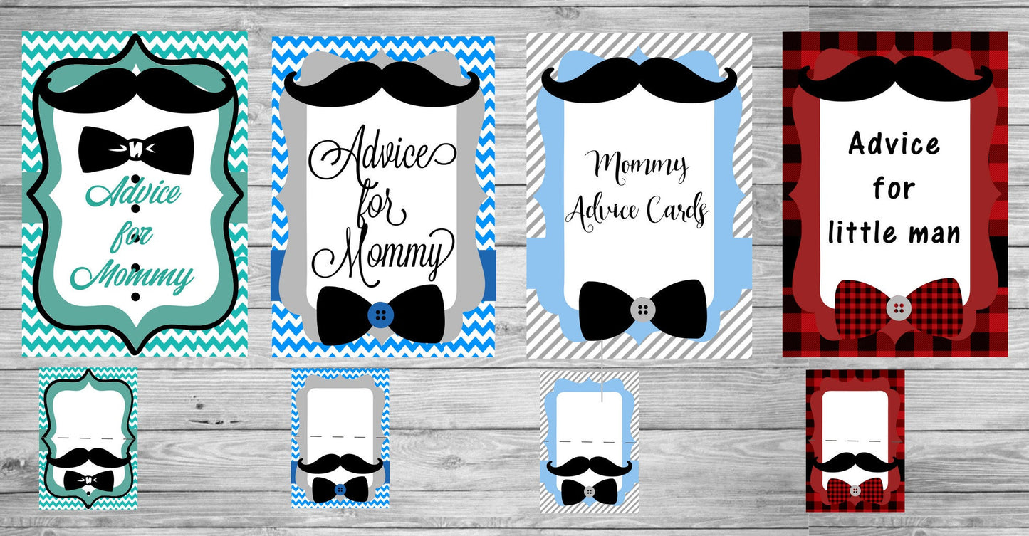 Custom theme baby shower "Mommy advice" cards with sign