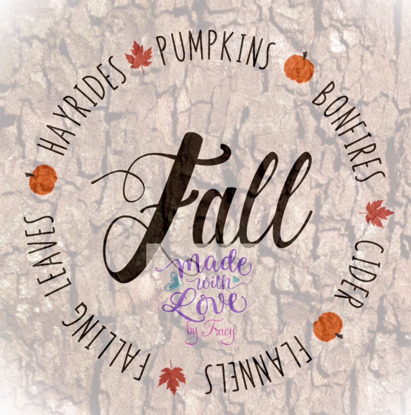 Fall Monogram Sublimation / Waterslide Instant Digital Download Printable Clipart, Tshirt, Tumbler