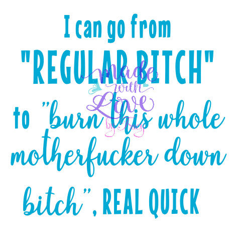 Digital Download -"Regular bitch to burn this whole MF down" PNG SVG