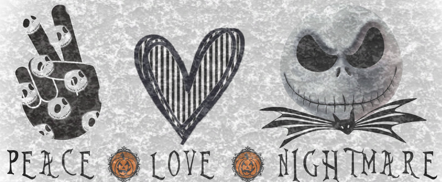 Peace Love Nightmare Jack Skellington PNG JPEG waterslide Sublimation instant downloadable printable clipart tumbler apparel