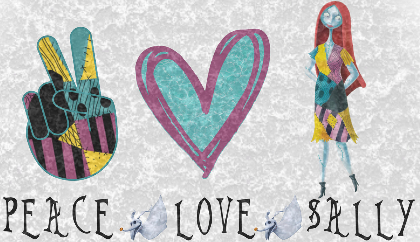 Peace Love Sally Nightmare Before Christmas JPEG PNG  waterslide Sublimation instant downloadable printable clipart tumbler apparel