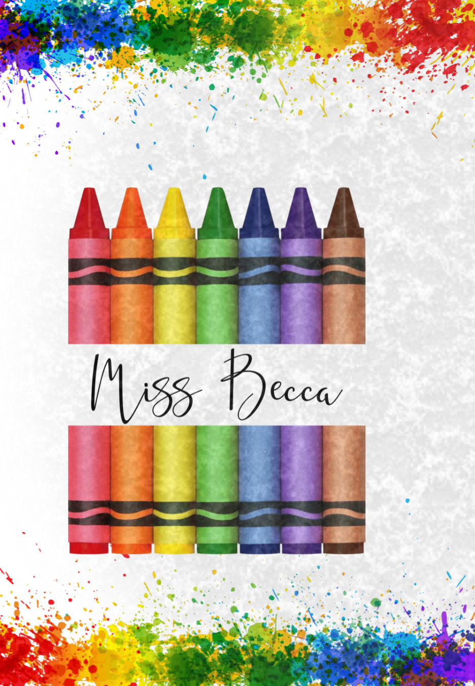 Teacher color paint splash, blank crayon -complete set waterslide Sublimation instant downloadable printable clipart tumbler apparel