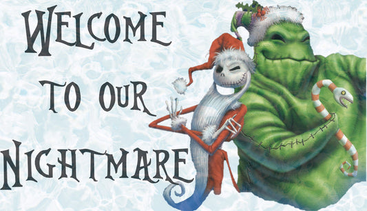 Welcome to our Nightmare Before Christmas  -PNG JPG waterslide Sublimation instant downloadable printable clipart welcome mat sign  apparel