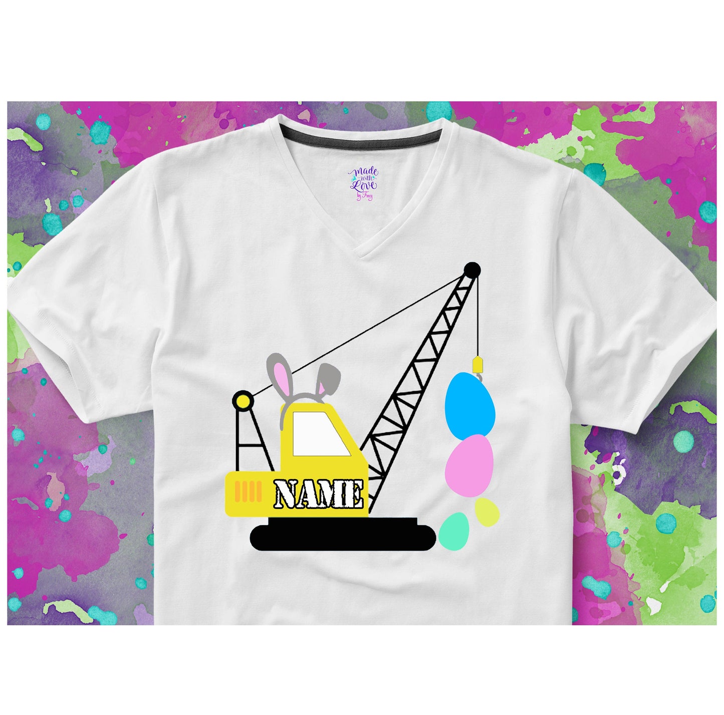 Easter egg crane construction vehicle Clipart- PNG tumbler, waterslide, apparel, sublimation digital download