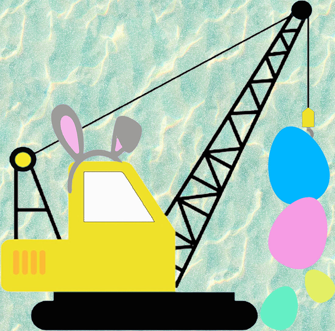 Easter egg crane construction vehicle Clipart- PNG tumbler, waterslide, apparel, sublimation digital download