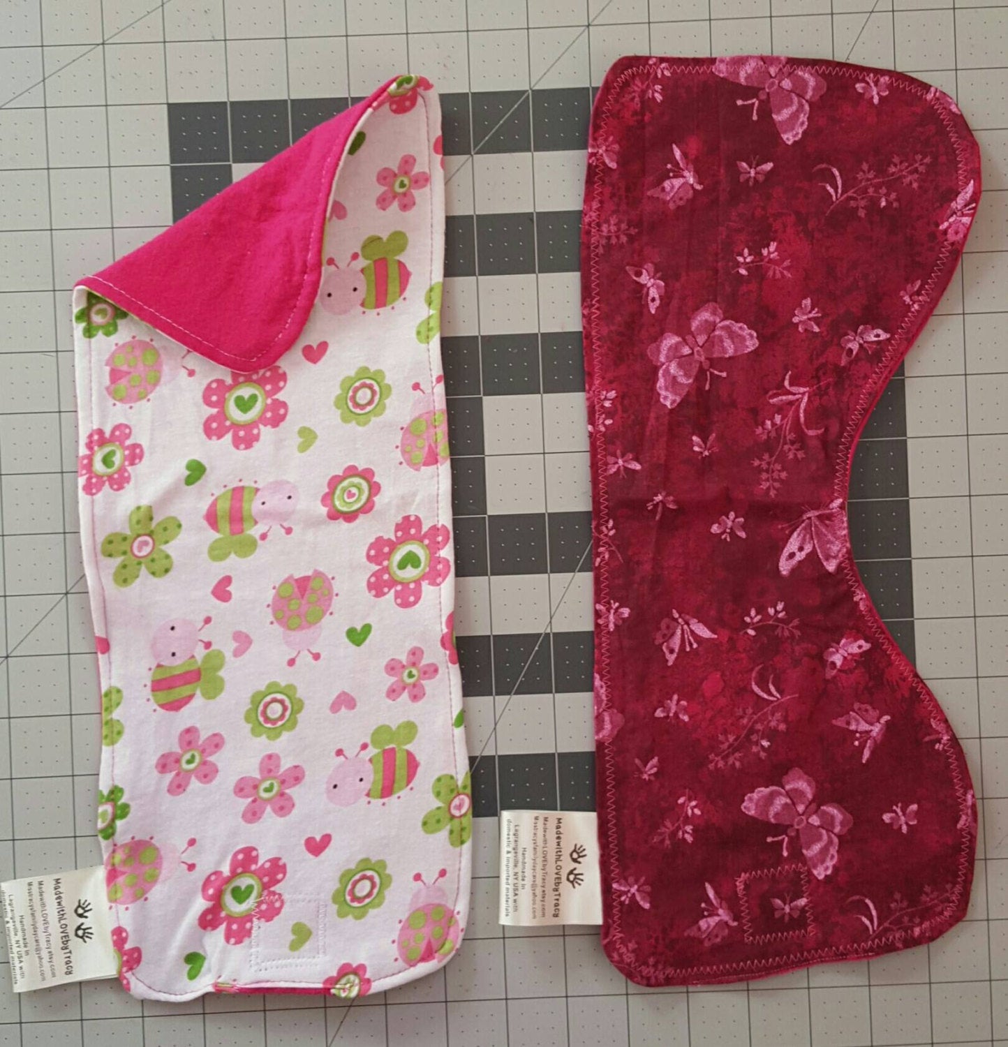 Custom handmade burp cloths - various sizes - absorbent  or waterproof available