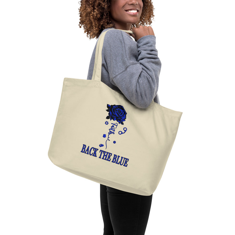 Back the Blue Large organic tote bag