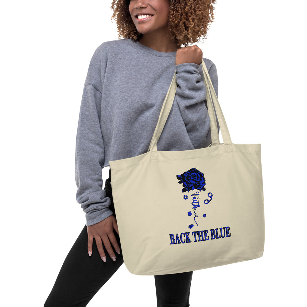 Back the Blue Large organic tote bag